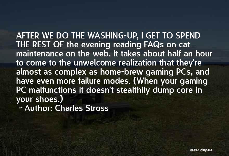 Charles Stross Quotes: After We Do The Washing-up, I Get To Spend The Rest Of The Evening Reading Faqs On Cat Maintenance On