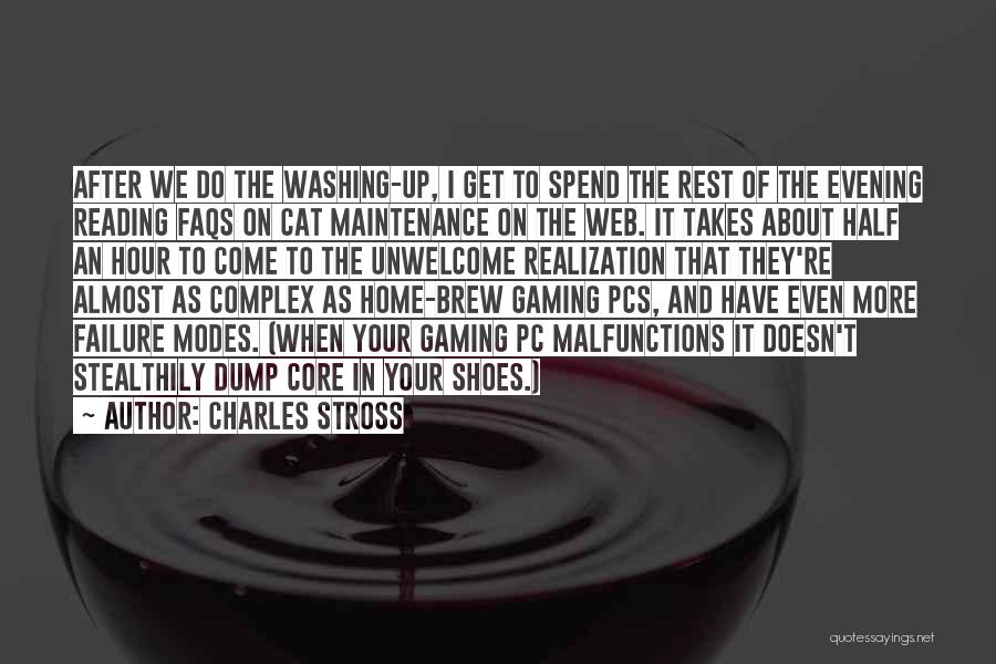 Charles Stross Quotes: After We Do The Washing-up, I Get To Spend The Rest Of The Evening Reading Faqs On Cat Maintenance On