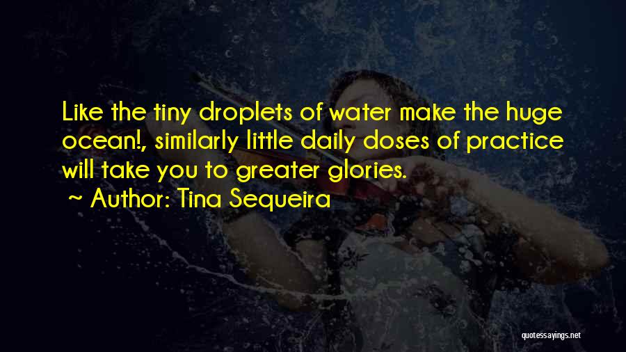 Tina Sequeira Quotes: Like The Tiny Droplets Of Water Make The Huge Ocean!, Similarly Little Daily Doses Of Practice Will Take You To