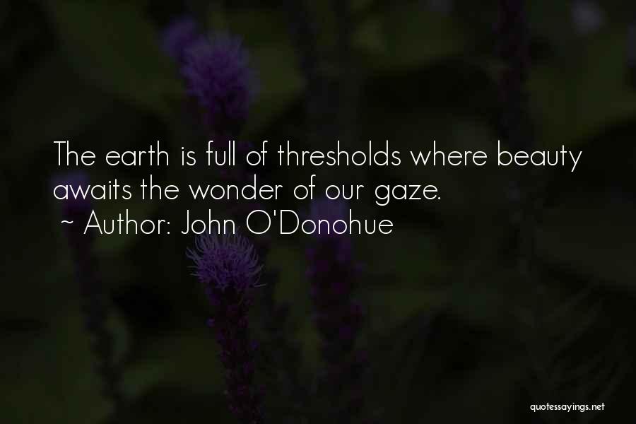 John O'Donohue Quotes: The Earth Is Full Of Thresholds Where Beauty Awaits The Wonder Of Our Gaze.