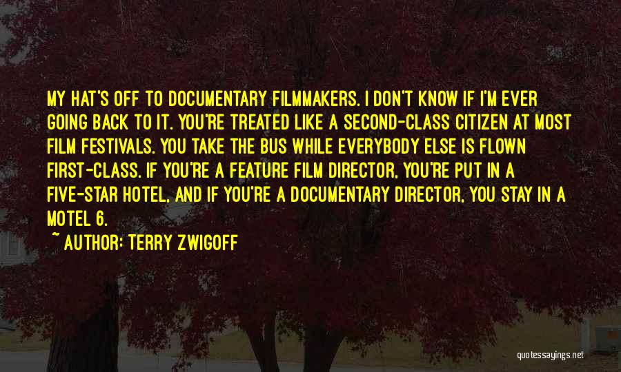 Terry Zwigoff Quotes: My Hat's Off To Documentary Filmmakers. I Don't Know If I'm Ever Going Back To It. You're Treated Like A