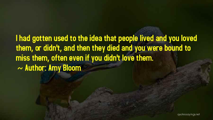 Amy Bloom Quotes: I Had Gotten Used To The Idea That People Lived And You Loved Them, Or Didn't, And Then They Died