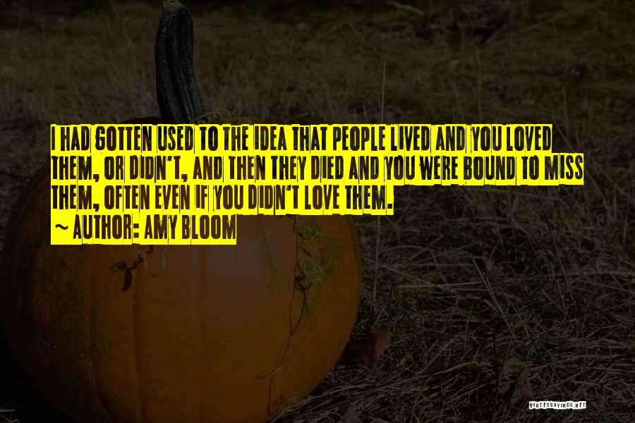 Amy Bloom Quotes: I Had Gotten Used To The Idea That People Lived And You Loved Them, Or Didn't, And Then They Died