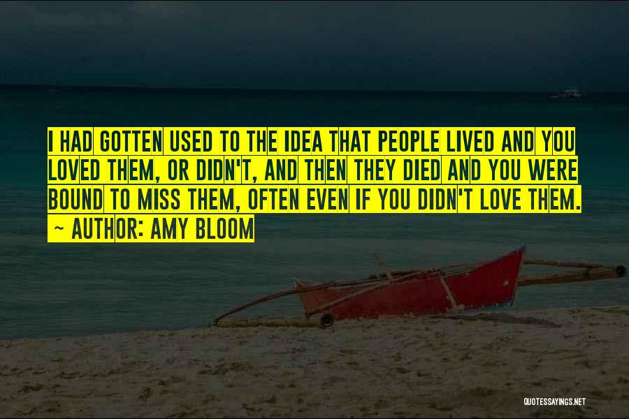 Amy Bloom Quotes: I Had Gotten Used To The Idea That People Lived And You Loved Them, Or Didn't, And Then They Died