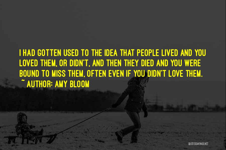 Amy Bloom Quotes: I Had Gotten Used To The Idea That People Lived And You Loved Them, Or Didn't, And Then They Died