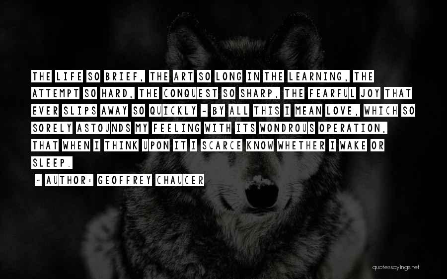 Geoffrey Chaucer Quotes: The Life So Brief, The Art So Long In The Learning, The Attempt So Hard, The Conquest So Sharp, The