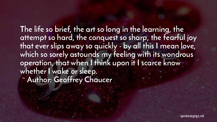 Geoffrey Chaucer Quotes: The Life So Brief, The Art So Long In The Learning, The Attempt So Hard, The Conquest So Sharp, The