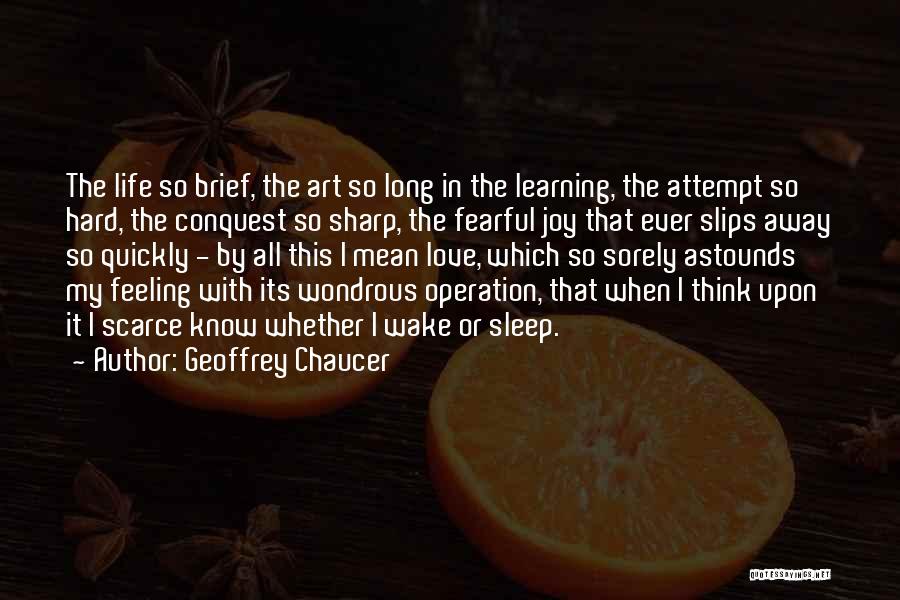 Geoffrey Chaucer Quotes: The Life So Brief, The Art So Long In The Learning, The Attempt So Hard, The Conquest So Sharp, The