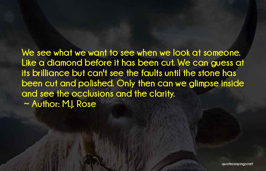 M.J. Rose Quotes: We See What We Want To See When We Look At Someone. Like A Diamond Before It Has Been Cut.