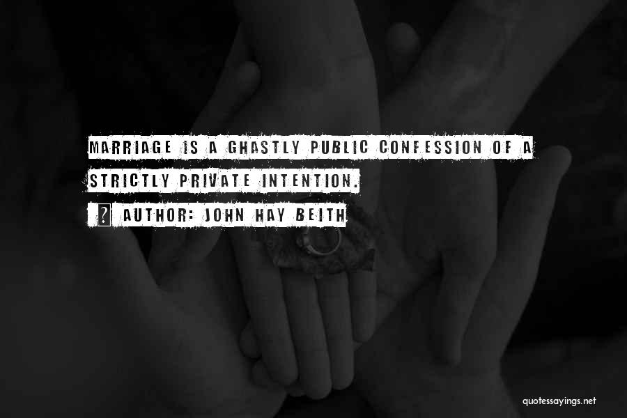 John Hay Beith Quotes: Marriage Is A Ghastly Public Confession Of A Strictly Private Intention.