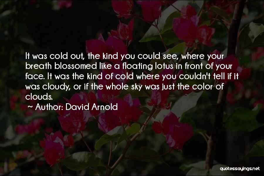 David Arnold Quotes: It Was Cold Out, The Kind You Could See, Where Your Breath Blossomed Like A Floating Lotus In Front Of