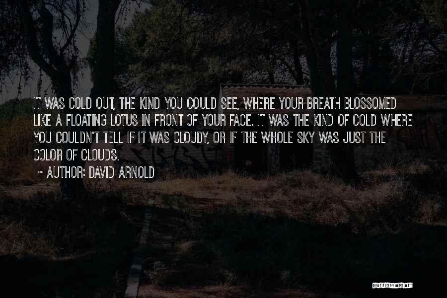 David Arnold Quotes: It Was Cold Out, The Kind You Could See, Where Your Breath Blossomed Like A Floating Lotus In Front Of