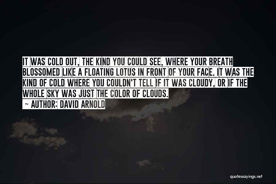 David Arnold Quotes: It Was Cold Out, The Kind You Could See, Where Your Breath Blossomed Like A Floating Lotus In Front Of