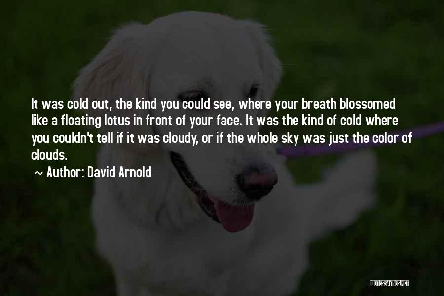 David Arnold Quotes: It Was Cold Out, The Kind You Could See, Where Your Breath Blossomed Like A Floating Lotus In Front Of