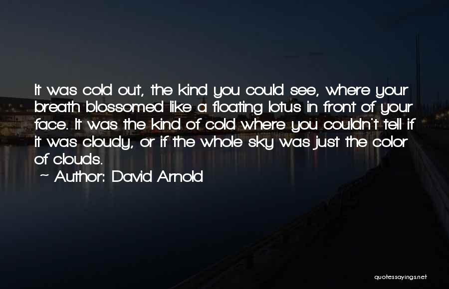 David Arnold Quotes: It Was Cold Out, The Kind You Could See, Where Your Breath Blossomed Like A Floating Lotus In Front Of