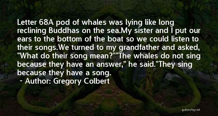 Gregory Colbert Quotes: Letter 68a Pod Of Whales Was Lying Like Long Reclining Buddhas On The Sea.my Sister And I Put Our Ears