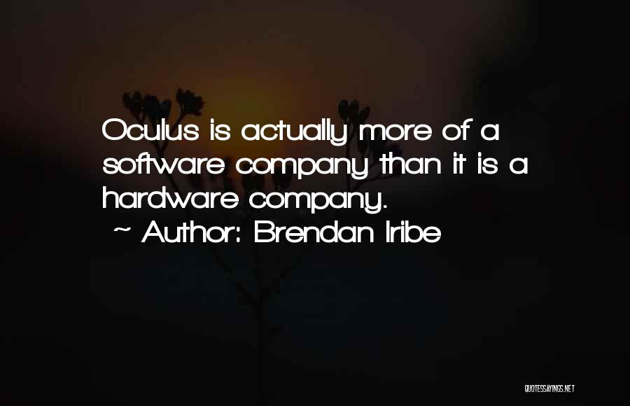 Brendan Iribe Quotes: Oculus Is Actually More Of A Software Company Than It Is A Hardware Company.