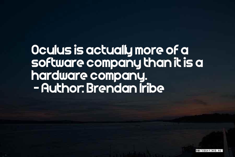 Brendan Iribe Quotes: Oculus Is Actually More Of A Software Company Than It Is A Hardware Company.