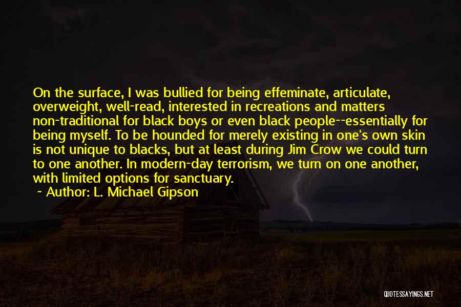 L. Michael Gipson Quotes: On The Surface, I Was Bullied For Being Effeminate, Articulate, Overweight, Well-read, Interested In Recreations And Matters Non-traditional For Black