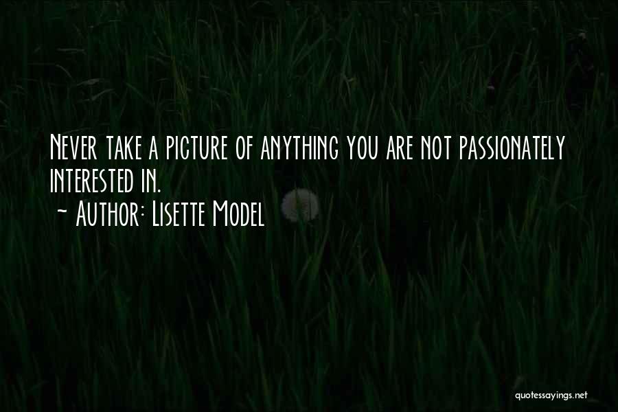 Lisette Model Quotes: Never Take A Picture Of Anything You Are Not Passionately Interested In.