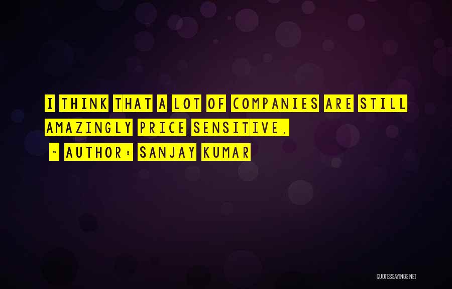 Sanjay Kumar Quotes: I Think That A Lot Of Companies Are Still Amazingly Price Sensitive.