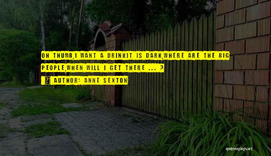 Anne Sexton Quotes: Oh Thumb,i Want A Drinkit Is Dark,where Are The Big People,when Will I Get There ... ?