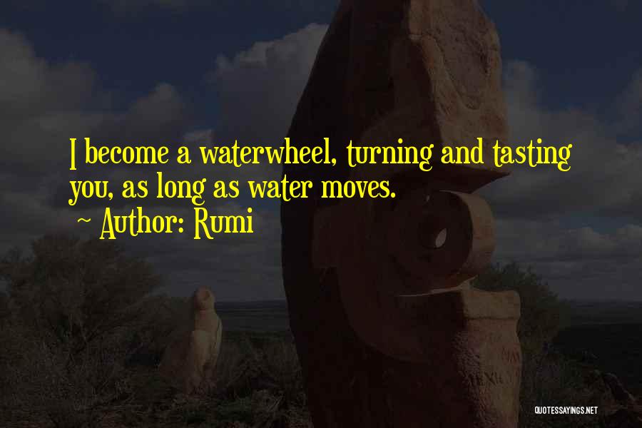 Rumi Quotes: I Become A Waterwheel, Turning And Tasting You, As Long As Water Moves.