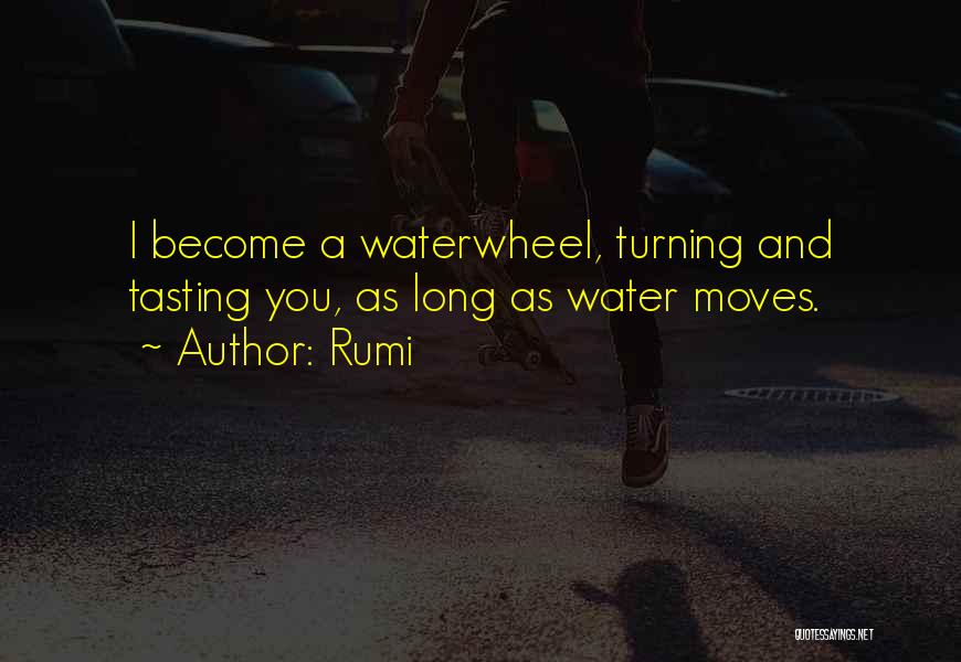 Rumi Quotes: I Become A Waterwheel, Turning And Tasting You, As Long As Water Moves.