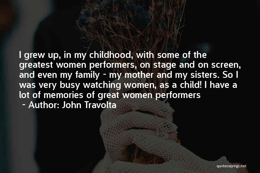 John Travolta Quotes: I Grew Up, In My Childhood, With Some Of The Greatest Women Performers, On Stage And On Screen, And Even