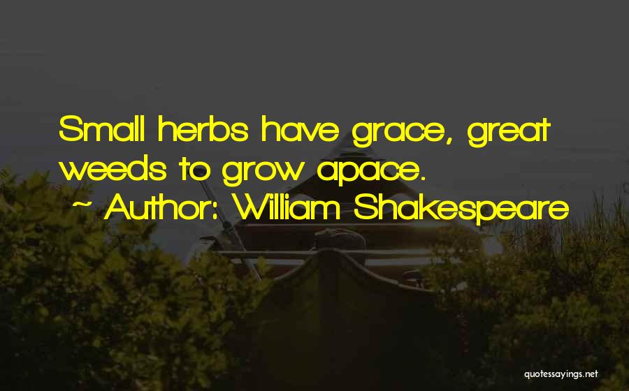 William Shakespeare Quotes: Small Herbs Have Grace, Great Weeds To Grow Apace.