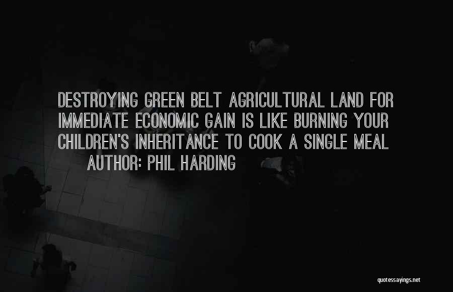 Phil Harding Quotes: Destroying Green Belt Agricultural Land For Immediate Economic Gain Is Like Burning Your Children's Inheritance To Cook A Single Meal