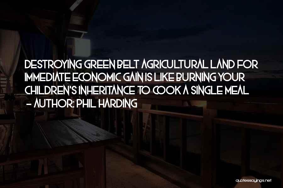 Phil Harding Quotes: Destroying Green Belt Agricultural Land For Immediate Economic Gain Is Like Burning Your Children's Inheritance To Cook A Single Meal