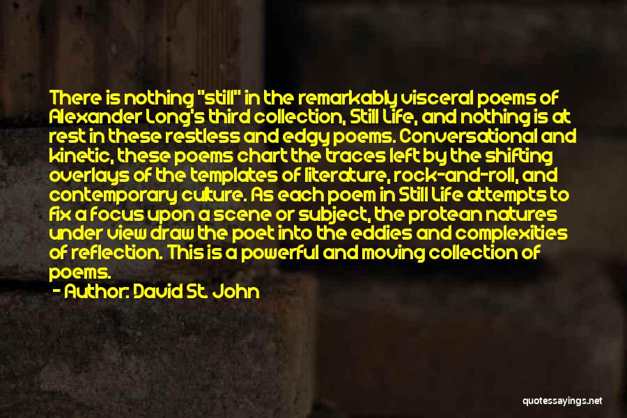 David St. John Quotes: There Is Nothing Still In The Remarkably Visceral Poems Of Alexander Long's Third Collection, Still Life, And Nothing Is At