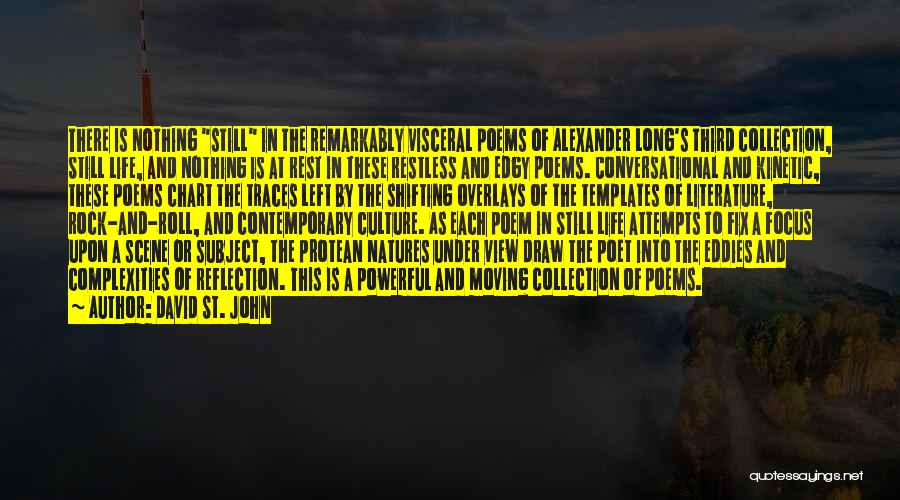David St. John Quotes: There Is Nothing Still In The Remarkably Visceral Poems Of Alexander Long's Third Collection, Still Life, And Nothing Is At