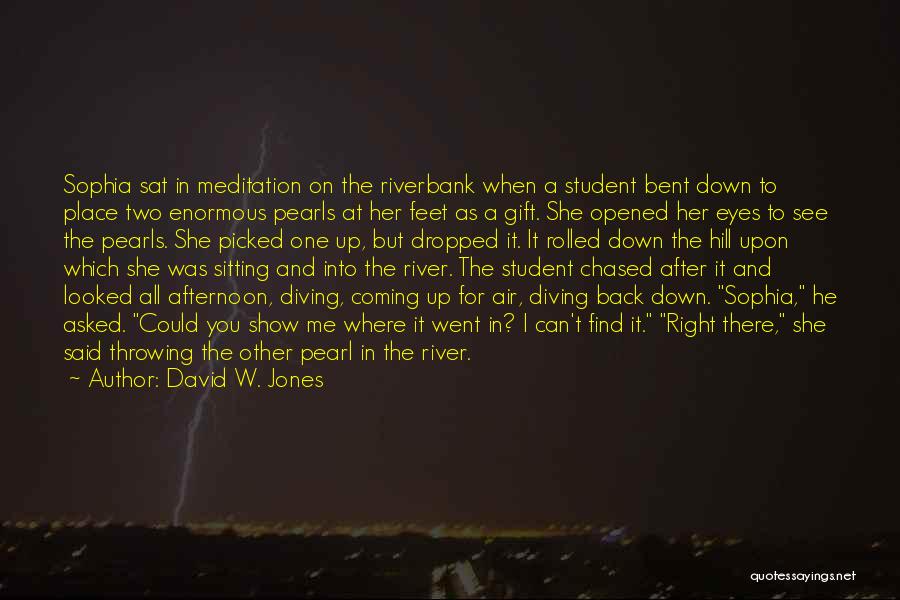 David W. Jones Quotes: Sophia Sat In Meditation On The Riverbank When A Student Bent Down To Place Two Enormous Pearls At Her Feet