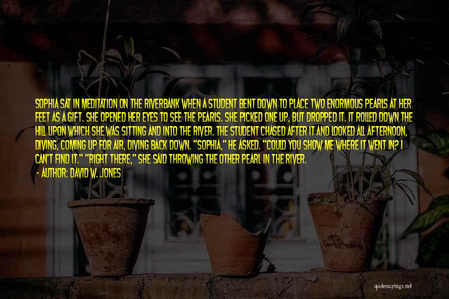 David W. Jones Quotes: Sophia Sat In Meditation On The Riverbank When A Student Bent Down To Place Two Enormous Pearls At Her Feet