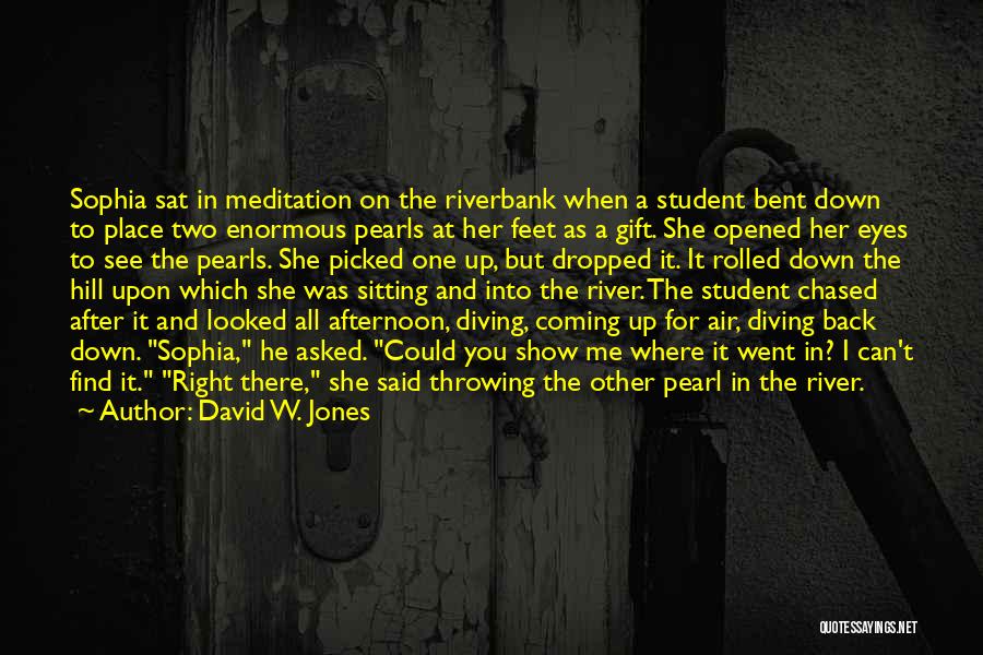 David W. Jones Quotes: Sophia Sat In Meditation On The Riverbank When A Student Bent Down To Place Two Enormous Pearls At Her Feet