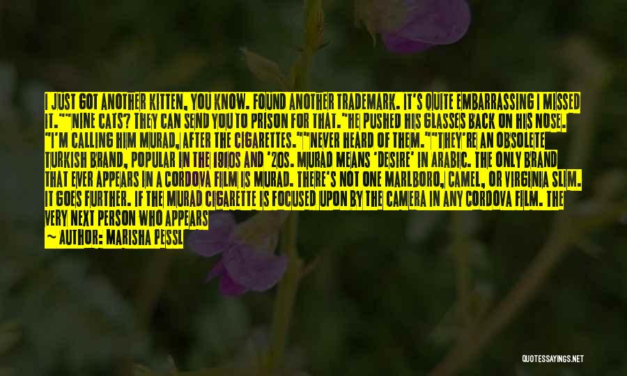 Marisha Pessl Quotes: I Just Got Another Kitten, You Know. Found Another Trademark. It's Quite Embarrassing I Missed It.nine Cats? They Can Send