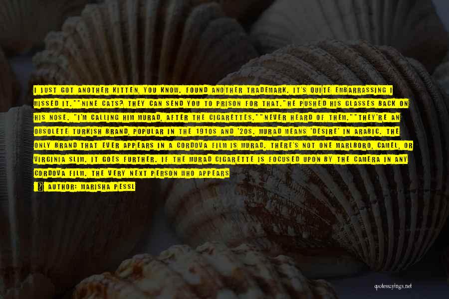 Marisha Pessl Quotes: I Just Got Another Kitten, You Know. Found Another Trademark. It's Quite Embarrassing I Missed It.nine Cats? They Can Send