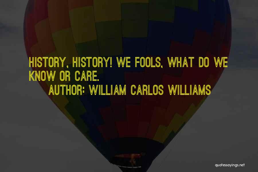 William Carlos Williams Quotes: History, History! We Fools, What Do We Know Or Care.