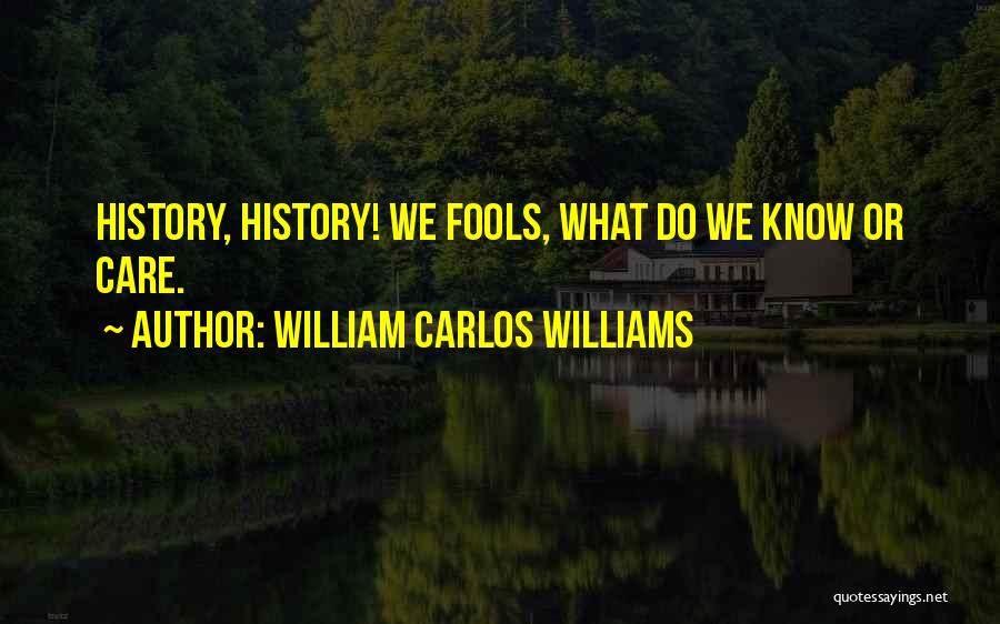 William Carlos Williams Quotes: History, History! We Fools, What Do We Know Or Care.