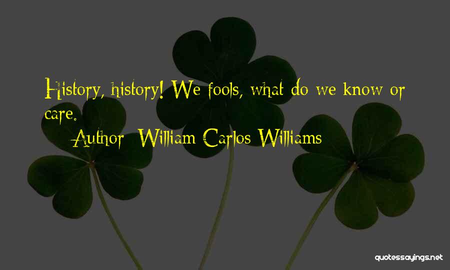 William Carlos Williams Quotes: History, History! We Fools, What Do We Know Or Care.