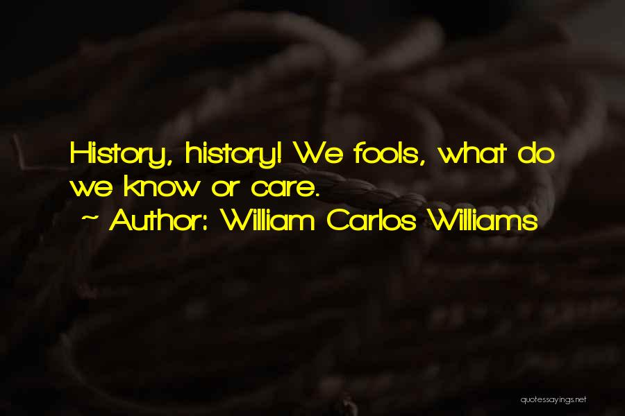 William Carlos Williams Quotes: History, History! We Fools, What Do We Know Or Care.