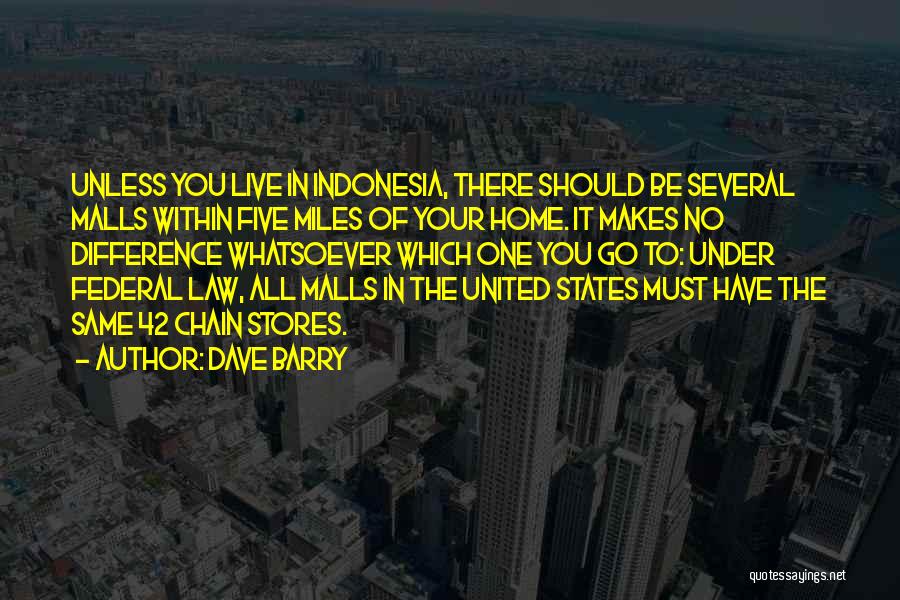 Dave Barry Quotes: Unless You Live In Indonesia, There Should Be Several Malls Within Five Miles Of Your Home. It Makes No Difference