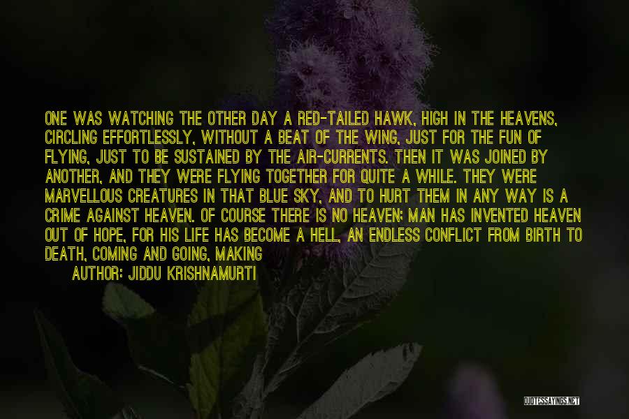 Jiddu Krishnamurti Quotes: One Was Watching The Other Day A Red-tailed Hawk, High In The Heavens, Circling Effortlessly, Without A Beat Of The