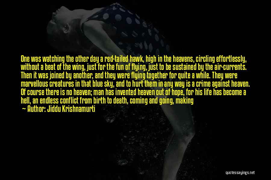 Jiddu Krishnamurti Quotes: One Was Watching The Other Day A Red-tailed Hawk, High In The Heavens, Circling Effortlessly, Without A Beat Of The