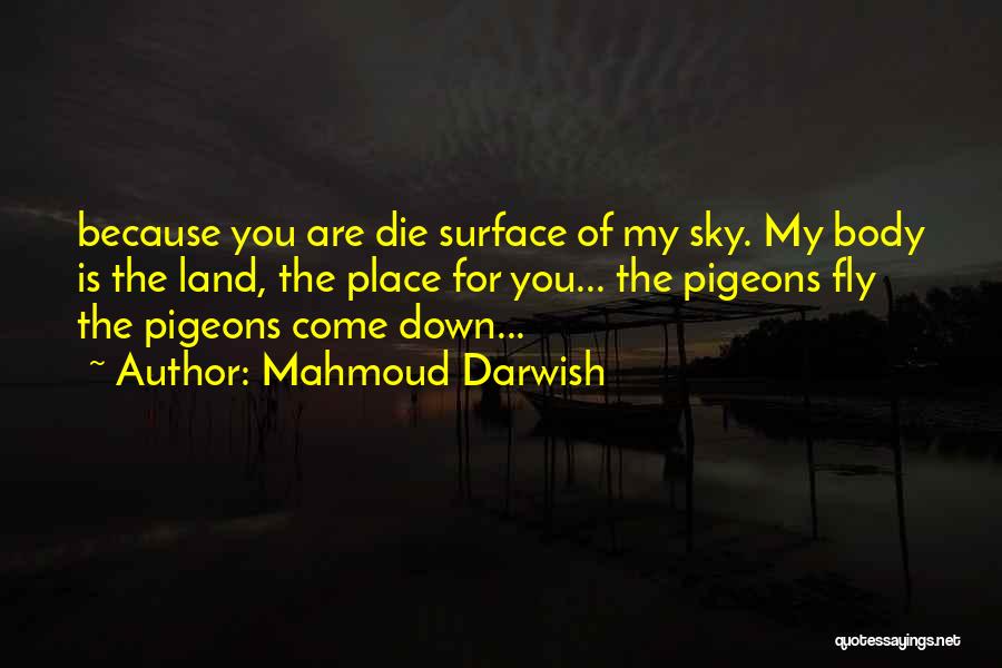 Mahmoud Darwish Quotes: Because You Are Die Surface Of My Sky. My Body Is The Land, The Place For You... The Pigeons Fly