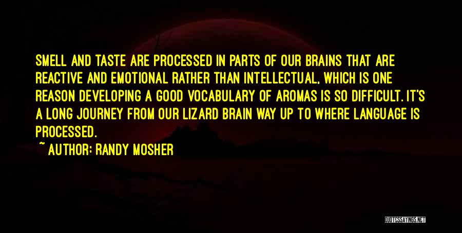 Randy Mosher Quotes: Smell And Taste Are Processed In Parts Of Our Brains That Are Reactive And Emotional Rather Than Intellectual, Which Is