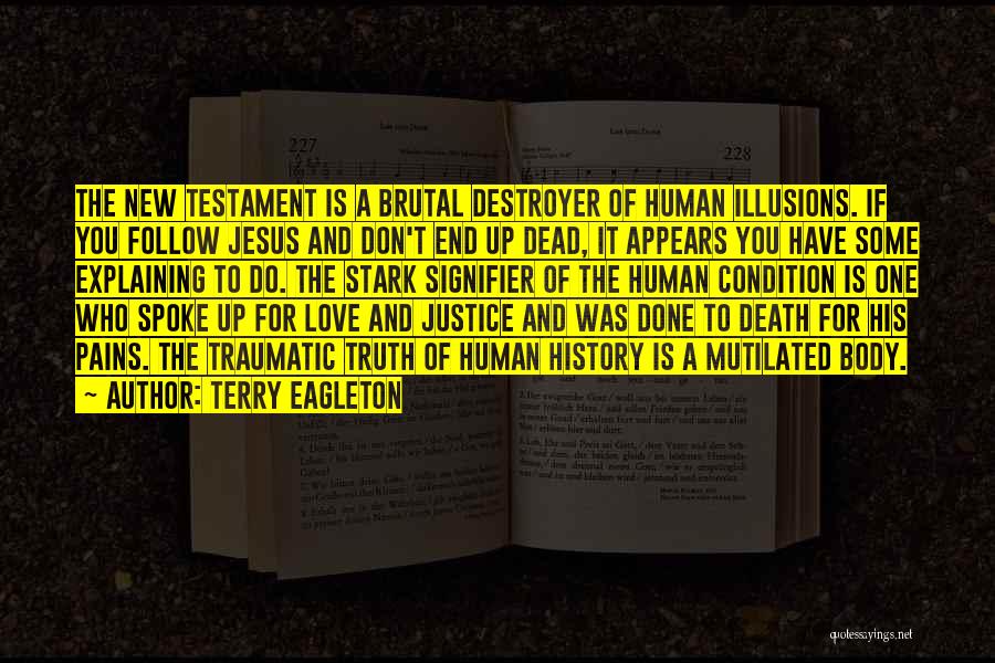 Terry Eagleton Quotes: The New Testament Is A Brutal Destroyer Of Human Illusions. If You Follow Jesus And Don't End Up Dead, It