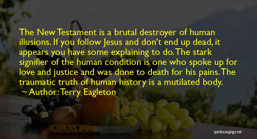 Terry Eagleton Quotes: The New Testament Is A Brutal Destroyer Of Human Illusions. If You Follow Jesus And Don't End Up Dead, It